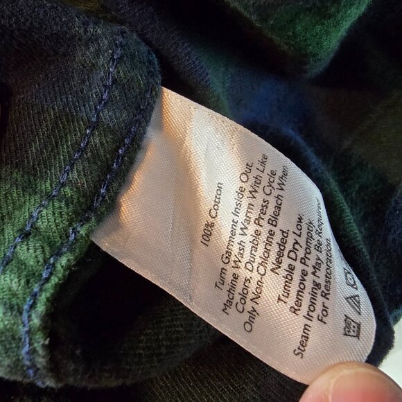 Eddie Bauer Mens XLT Green Blue Plaid Flannel Shirt Relaxed Fit Button Up Tartan - Picture 8 of 10
